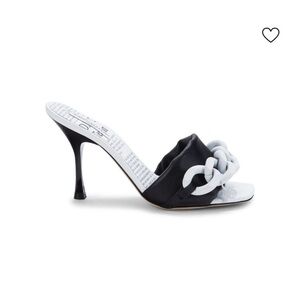 NIB John Galliano Leather Black and White Chain Sandals Size 39